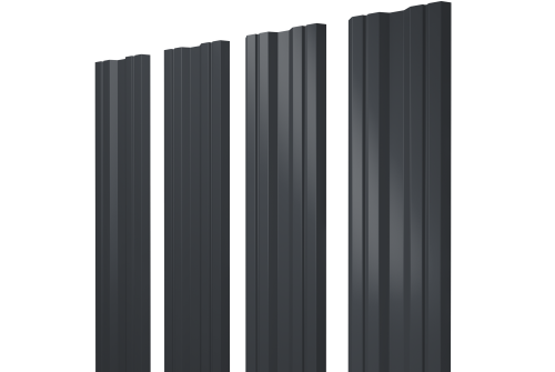 Штакетник Twin с прямым резом 0,4 PE-Double RAL 7024 мокрый асфальт
