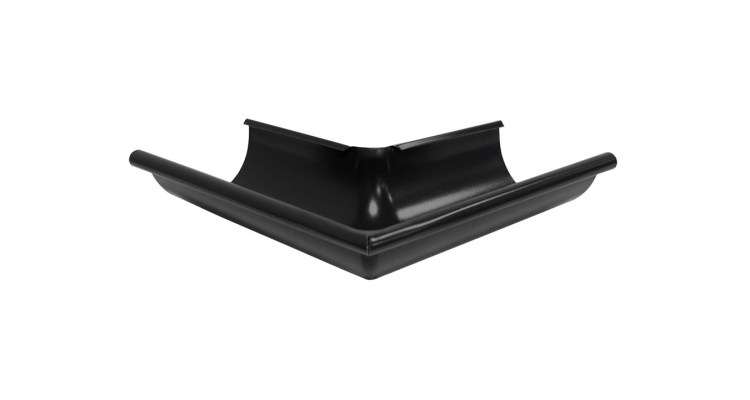 Угол желоба внешний 90 гр 125 мм Мatt RAL 9005 черный