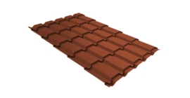 Металлочерепица Верховье квадро профи Grand Line 0,5 Velur X RAL 8004 терракота