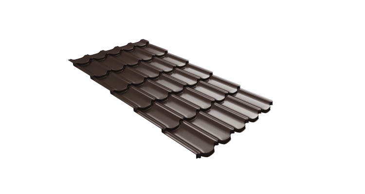 Металлочерепица  квинта плюс Grand Line c 3D резом 0,45 Drap TX RAL 8017 шоколад
