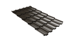 Металлочерепица  квинта плюс Grand Line c 3D резом 0,5 Drap RR 32 темно-коричневый