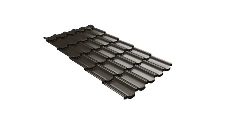 Металлочерепица  квинта плюс Grand Line c 3D резом 0,5 Drap RR 32 темно-коричневый