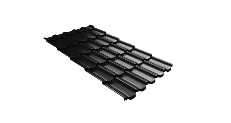 Металлочерепица  квинта плюс Grand Line c 3D резом 0,5 Drap RAL 9005 черный