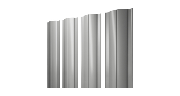 Штакетник Круглый с прямым резом 0,5 Satin RAL 9006 бело-алюминиевый