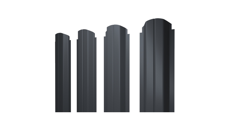 Штакетник П-образный A фигурный 0,5 Drap TX RAL 7024 мокрый асфальт