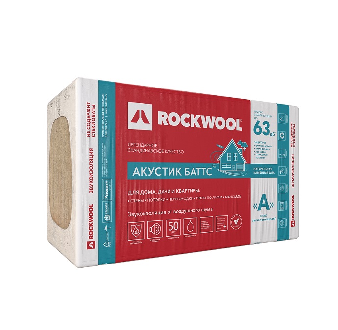 Утеплитель Rockwool Акустик Баттс, 1000х600х50мм (в упак.0,3 м3)