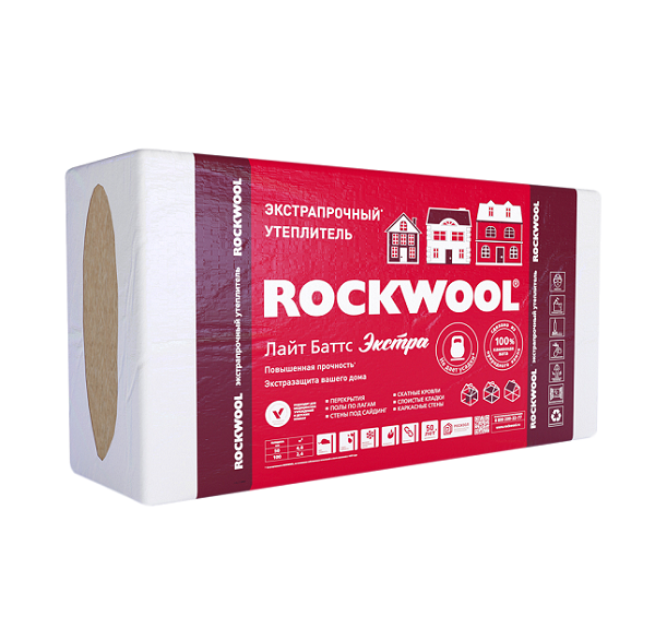 Утеплитель Rockwool Лайт Баттс Экстра, 1000х600х100мм (в упак.0,24 м3)