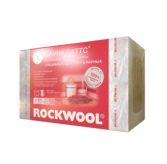 Утеплитель Rockwool Сауна Баттс, 1000х600х50мм (в упак.0,24 м3)