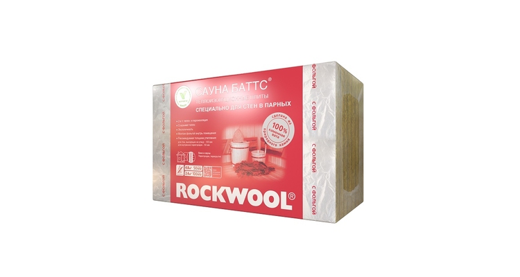 Утеплитель Rockwool Сауна Баттс, 1000х600х50мм (в упак.0,24 м3)