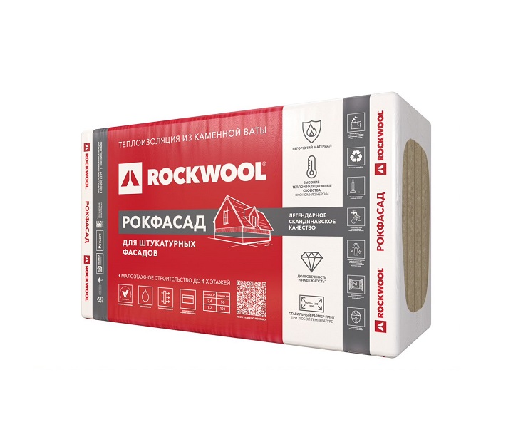 Утеплитель Rockwool Рокфасад, 1000х600х50мм (в упак.0,24 м3)