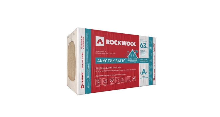 Утеплитель Rockwool Акустик Баттс, 1000х600х100мм (в упак.0,3 м3)