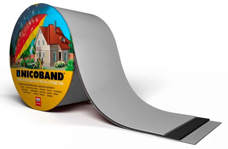 Лента герметизирующая Технониколь Nicoband самоклеящаяся 10мх15см, серебристая