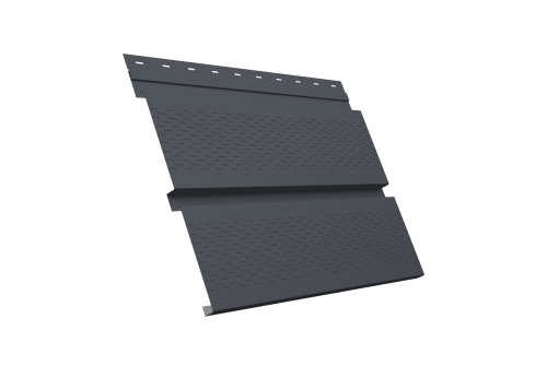 Софит металлический Квадро Брус с перфорацией 0,45 Drap TX с пленкой RAL 7024 мокрый асфальт