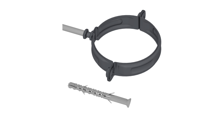 Хомут трубы на кирпич GL PE 100 мм RAL 7024 мокрый асфальт